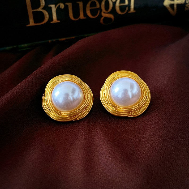 Pearl Earrings Retro Exquisite Simple Fashion All-match High Sense