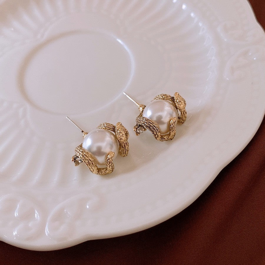 Pearl Earrings Retro Exquisite Simple Fashion All-match High Sense