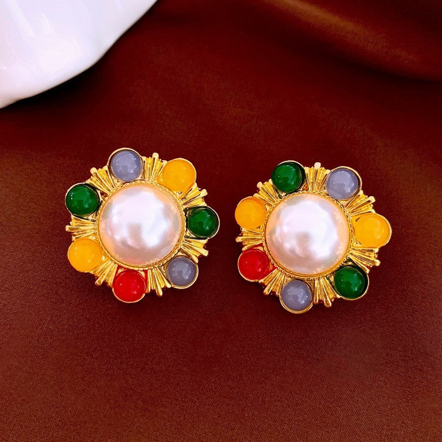 Pearl Earrings Retro Exquisite Simple Fashion All-match High Sense