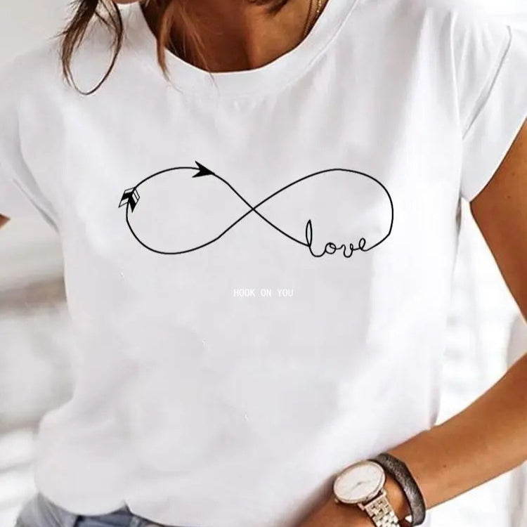 Simplicity Love Lettered Casual Cartoon Fashionable