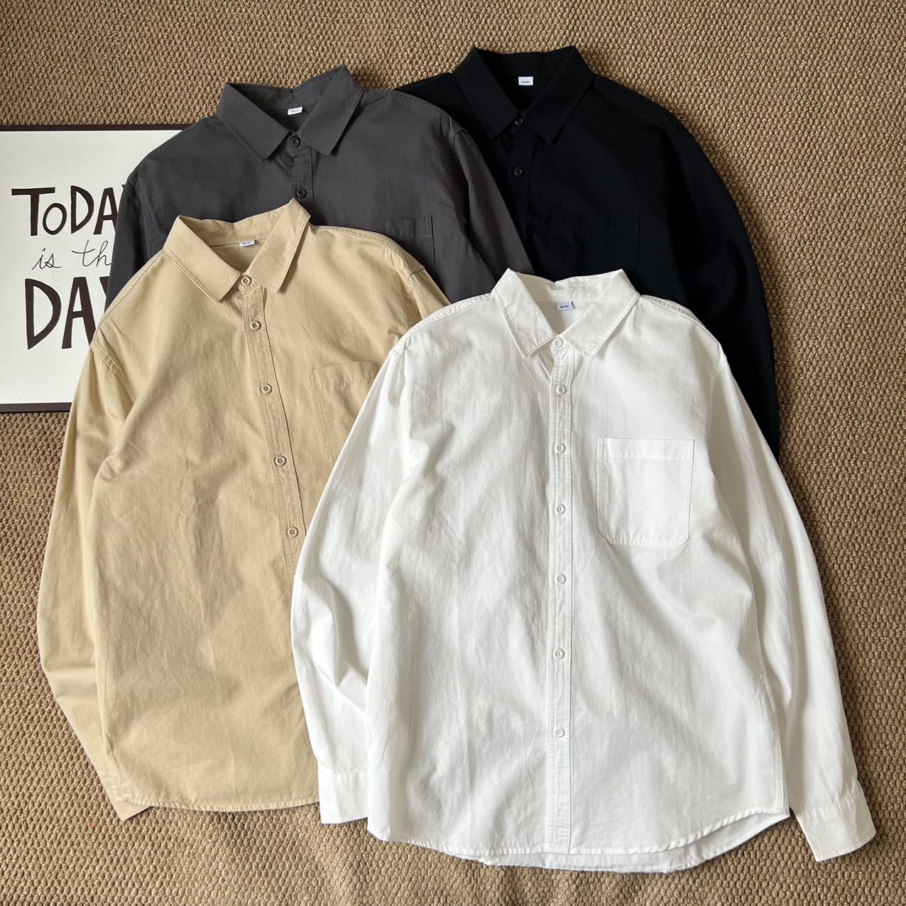 Men's Long Sleeve Simple Korean Casual Loose Shirt