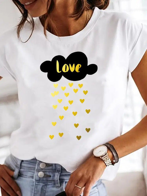 Simplicity Love Lettered Casual Cartoon Fashionable